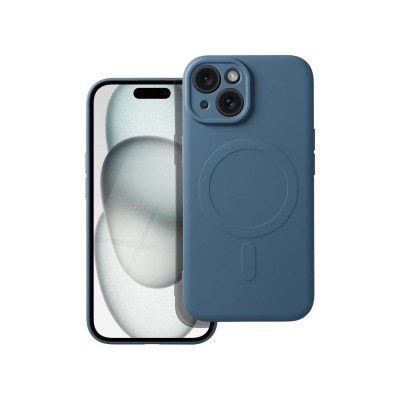 Husa iPhone 15 Plus, Magsafe, Protectie Camera, Microfibra La Interior, Albastru